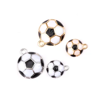10pcs/pack futbal enamal Enamle zobrazili kľúčové tlačidlá Kovový Prívesok Zlatej a Striebornej Farbe Farba Náušnice DIY Módne Šperky Accessorie