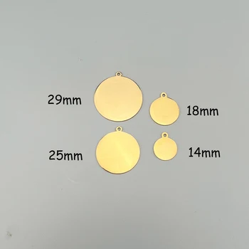 10pcs Prázdny Kruh Značky 14 mm 18 mm 25 mm 29mm zlatá farba 1mm hrubé Nehrdzavejúcej Ocele Disk