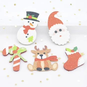 10Pcs/veľa Lesk Tlače Appliques Barly Ponožky Elk Santa Claus Snehuliak pre DIY Vianočné sponky do Vlasov Nálepky Dekor Škvrny H64