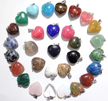 16 MM Prírodný kameň, Kremeň Turquoises tigrie oko Opal aventurine srdcom charms prívesky pre kutilov, šperky, takže 12pcs