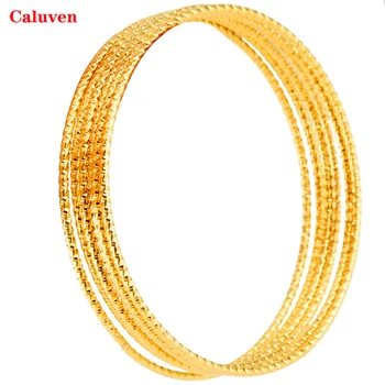 2 MM 6pcs Nové Zlaté Indickej Bangles Afrike Šperky Žltá Farba Strane Reťazca Dubaj Prívesky Pre Ženy, Svadobné Dary