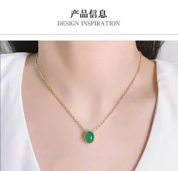 2021 nové kvalitné módne farby kameňa náhrdelník S925 strieborný náhrdelník vhodný pre pár darov