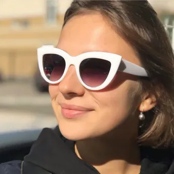 2021 Ženy, Mačka Očí, slnečné Okuliare, Biela Dizajnér Značky Cateye Slnečné okuliare Pre Ženy okuliare UV400