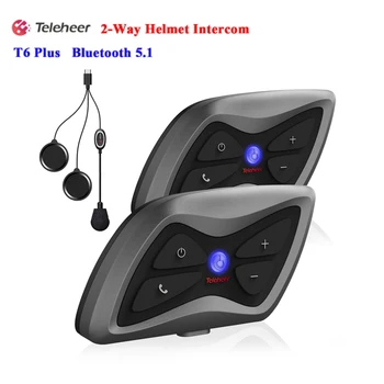 2ks/Set Teleheer T6 Plus, Bluetooth, Motocyklové Prilby Komunikačný Headset 1500M BT palubného telefónu Komunikátor pre 2 Jazdcov Nepremokavé