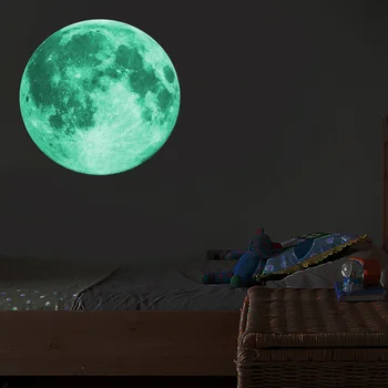 30 cm Svetelný Mesiac 3D Stenové Nálepky pre Deti Izba, Obývacia Izba, Spálňa Výzdoba Domov Obtlačky Svietiť V Tme Samolepky na Stenu