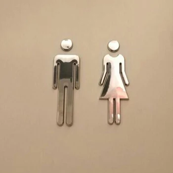 3D Akrylové Zrkadlo Kolo Wc Dvere Prihlásiť Muži Ženy Kúpeľňa WC Čierne Zlato Striebro Moderné Dreva Base Stenu, Nálepky Domova