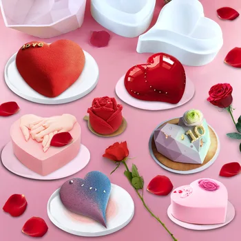 3D Srdce Tvar Diamantu Láska Čokoláda Formy Candy Formy Pre Svadobné Pečenie Mousse Dezert Silikónové Formy Candy