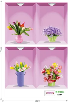 4 Ks Ružová 3D Kvety, Vázy Stenu, Nálepky na Obývacia Izba, Spálňa, TV joj, Steny Odtlačkový Domova Dievča Teplé Maľovanie PVC nástenná maľba