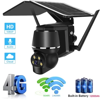4G Siete, Solárny Panel Bezdrôtového Wifi bezpečnostné Kamery Vonkajšie Bezpečnostné Ochrany CCTV 360 PTZ Detekcia Pohybu Smart Home