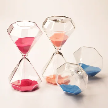 5 Min./15 Min/30 Min Tvorivé Diamond Dizajn Skla, Prášok, Piesok Hourglasses s balením Darčekov 6 Farieb Domova