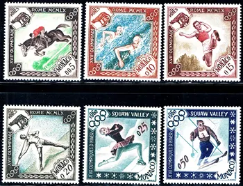 6Pcs/Nastaviť Nové Monako Post Pečiatka 1960 v Ríme Zimné Športové Hry Rytiny Poštových Známok MNH