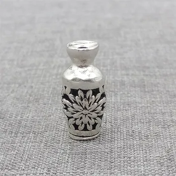 925 Sterling Silver Kvetinové Vázy Perličiek 3D pre Náramok