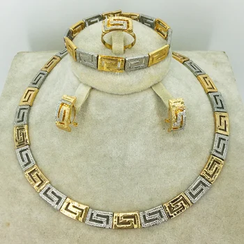 Africké Dubaj Pozlátené Šperky Set pre Ženy, Náhrdelník a Náušnice Sady pre Ženy Darček