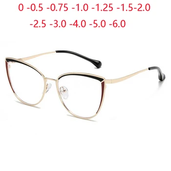 Anti-modré Svetlo Cat Eye Predpis Predstavenie Ženy Krátkozrakosť Objektív Photochromic Okuliare Diopter 0 -0.5 -0.75 -1.0 -2.0 Na -6.0