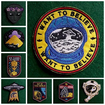 Astronau tAlien Patch Vyšívané Škvrny na Oblečení Škvrny Pruhy Priestor UFO Nálepky Žehlička na Škvrny Na Oblečení Príslušenstvo