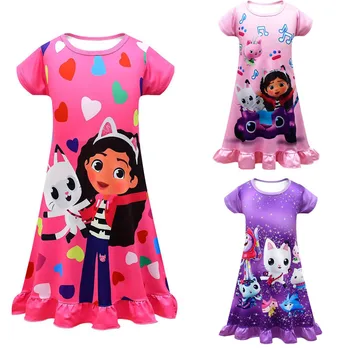 Baby Dievčatá Princezná Šaty Gabby Mačky Nightgowns Deti Letné Cartoon Nightdress Gabby je domček pre bábiky Pyžamo Šaty Batoľa Sleepwear