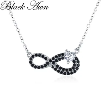 Black Awn Náhrdelník Šperky, Prívesok, Strieborná Farba pre Ženy Reťazí Zirkón Fashion Party Šťastie 8 Chian K070