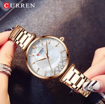 CURREN Luxusné Značky Očarujúce, Elegantné Tenké Quartz Dámske Náramkové hodinky Módne Jednoduchý Pohyb Náramok z Nerezovej Ocele Sledovať Ženy