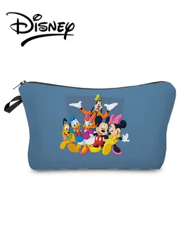 Disney Mickey Minnie Kozmetické Tašky Cartoon Módne BlueWomen Make-Up Taška Prenosná Roztomilý Donald Duck Úložný Vak Mini Mince Kabelku