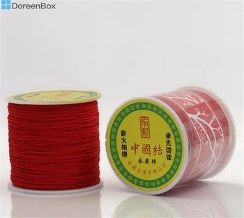 Doreen Box Terylene Kábel Čínsky Uzol Červená Farba PRE KUTILOV, Šperky, Takže 1mm Dia.,1 Rolka(90M/Rolka) (B22527)