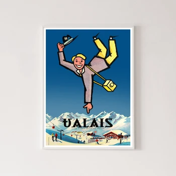 Dotlač Vintage Cestovné Plagát, Valais vo Švajčiarsku Umenie Retro Plagátu Plátno Tlačiť Domova Nástenné Maľby Darček