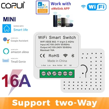 eWeLink Wifi 16A MINI Smart Switch Podpora 2-pásmový Ovládanie Časovač Bezdrôtový Smart Home Automation Kompatibilný So Alexa Domovská stránka Google