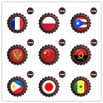 Francúzsko Poľsko Portoriko Čierna Hora Čína Angola Senegal, Filipíny, Japonsko Sklo Cabochon Národnej Vlajky Dreva Brošňa Pre Gifrt