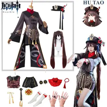 Genshin Vplyv Hutao Cosplay Kostým Parochňu Anime Hry Genshin Hu Tao Jednotné Čínsky Štýl Halloween Kostýmy pre Ženy