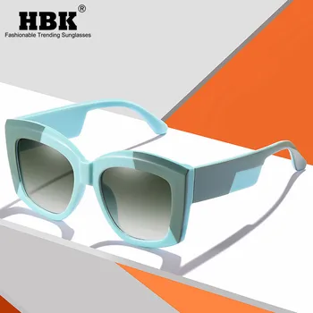 HBK 2022 Nové Módne Námestie slnečné Okuliare Ženy Muži Luxusné Nadrozmerné Kontrast Farieb Trendov Retro Slnečné Okuliare Pre Dámy Oculos