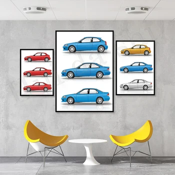 Honda Civic EK (6. generácia) plagát, Darček pre milovníkov automobilov, digitálna umelecká tlač na vysokokvalitné plátno