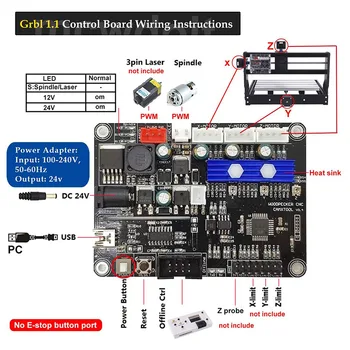 Inovovaný 3 Os Offline Radič Rada GRBL USB Port CNC Rytie Stroj riadiacej Dosky Pre 2417,1610,2418,3018 Stroj 1.1