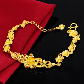 Jemné Šperky Ženy 18K Zlata Bohemia Výročie Reťazca & Odkaz Náramky Žlté Zlato Kvet Resizable Luxusné Kúzlo Náramok Ženy