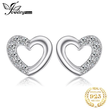 JewelryPalace Srdce Láska Kolo Cubic Zirconia 925 Sterling Silver Stud Náušnice pre Ženy Romantický Zásnubný Šperky Strany Darček