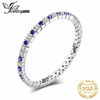 JewelryPalace Vytvorené Modrá Spinelovou 925 Sterling Silver Band Krúžok pre Ženy Zapojenie Strana Darček Módne Jemné Šperky