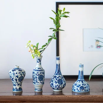 Jingdezhen Čínsky modrá a biela Japonského Zenu keramické stola váza kvetinové vázy ručne maľované dekoratívne ozdoby darček