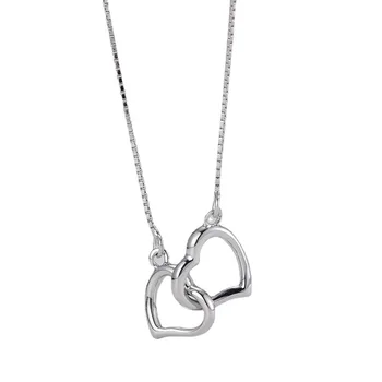 Klasické 925 sterling silver TIF Dvojité Srdce náhrdelník prívesok pre dámy jednoduché clavicle náhrdelník príslušenstvo pre kamarátky