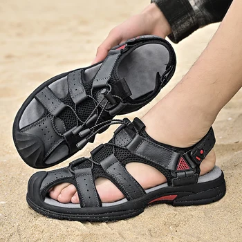Klasické Kvalitné Originálne Kožené Mužov Sandále Pohodlné Muži Letné Topánky Pohodlie Plážové Sandále Hard-nosenie Muži Nohy Nosiť turistika