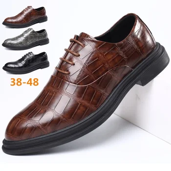 Krokodíl Vzor Luxusné pánske Kožené Topánky Móda Formálne Svadby Gentleman Zapatos De Hombre Oxfords Mužské Šaty, Topánky šnurovacie