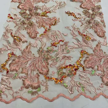 Krásne sequined tkaniny, Výšivky sequin francúzsky tylu čistý čipky Nigéria textílie, čipky Pre Večerné šaty svadobné šaty strany