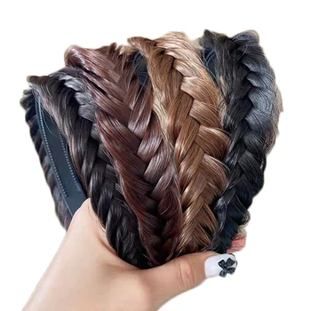 Lenivý Parochňu Twist Pásky Pre Ženy Široký Fishbone Vrkôčiky Hairbands Ručné Retro Hlavu Hoop Vlasy Styling Pokrývku Hlavy Príslušenstvo