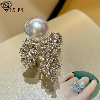 LXOEN Módne Veľké Geometrické Pearl Spevnené Prstene pre Ženy Strana 2022 Nové Šperky Osobnosti Vyhlásenie Otvoriť Krúžok Nastaviteľné Bijoux