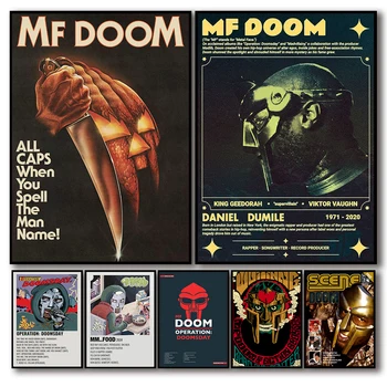 Madlib MF Doom Plagát Madvillain Wall Art Music Album Rapper Plagáty Estetické Maska Domáce Dekorácie Plátno na Maľovanie Izba Dekor