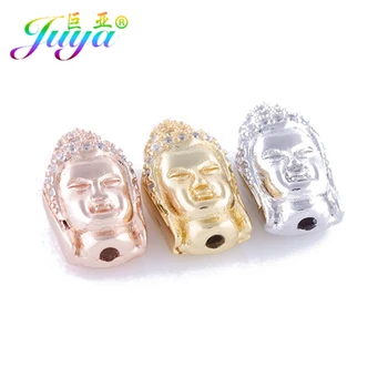 Micro Pave Zirkón Crystal Náboženské Korálky Buddha Hlavu Kovové Kúzlo Korálky Pre Ženy, Mužov, Prírodné Kamene Beadwork Šperky Robiť