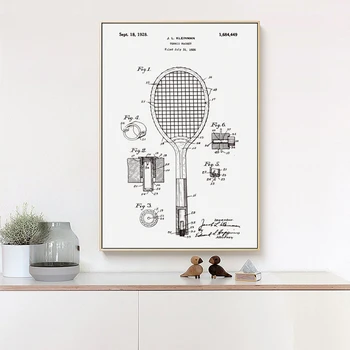 Moderné Abstraktné Tenis Raketa Mechanické Štruktúra Plátno Maľovaní Plagátov A Vytlačí Umenie Obrázok, Obývacia Izba, Spálňa Domova