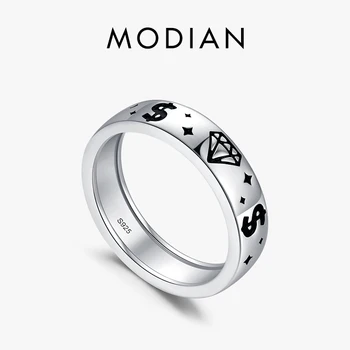 Modian Originálny Dizajn 925 Sterling Silver Peniaze & Diamond Vzor Stohovateľné Prst Prsteň Trendy Punk Pre Ženy, Jemné Šperky Darček