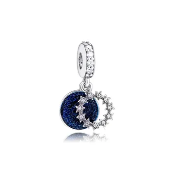 Modrá Inšpiratívne Hviezdy Visieť Nové 2019 Zimnej Kolekcie 925 Sterling Silver zobrazili kľúčové tlačidlá pre Náramky & Bangles DIY Šperky Robiť