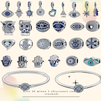 Modrá Kúzlo 925 Sterling Silver Korálky pre 3 MM Náramok, Náhrdelník Módne Romantický DIY Dámske Luxusné Šperky Darček Kúzlo Veľkoobchod