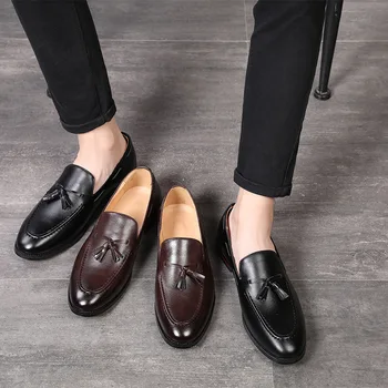 Mokasíny Mužov Talianske Topánky Coiffeur Čierne Šaty Plus Veľkosť Prízvukom Obuv Muži Klasické Luxusné Kúpacie Topánky Pre Mužov Formálne Zapatos