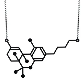 Molekuly THC Náhrdelník Farba voľný Výber Striebro alebo Zlato alebo Matný Čierny