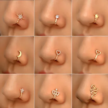 Muži Ženy Falošné Crystal Nose Piercing Body Šperky Kvetinový Nos Deformácie Nosovej Dierky V Nose Krúžok Malý Kvet Helix Chrupavky Tragus Krúžok